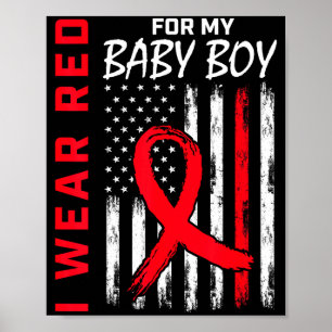 Poster Je porte du rouge pour le drapeau de sensibilisati