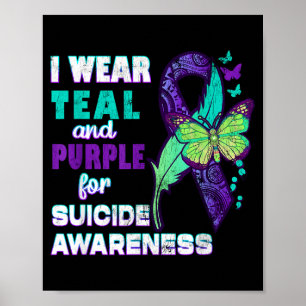 Poster Je porte du sarcelle violet pour la sensibilisatio
