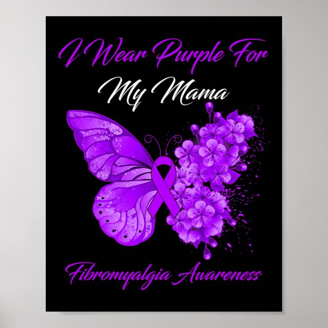 Poster Je Porte Du Violet Pour Ma Mama Fibromyalgia Warri (Devant)