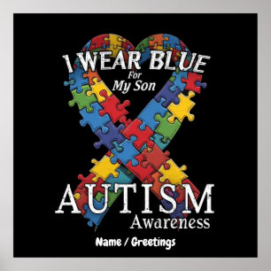 Poster Je porte le bleu pour mon fils Sensibilisation sur