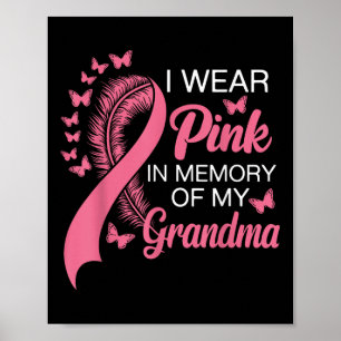 Poster Je Porte Le Rose En Mémoire De Mon Grand-Mère Canc
