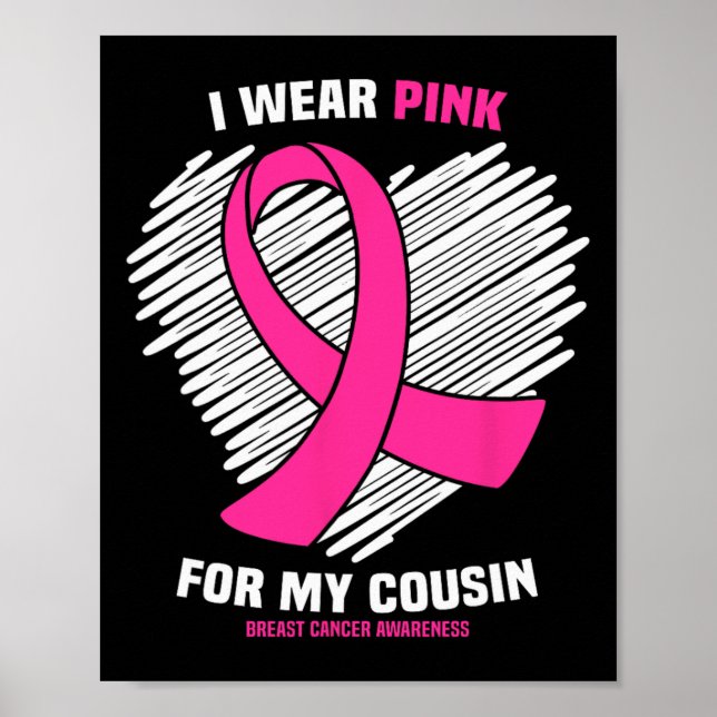 Poster Je Porte Le Rose Pour Ma Cousin Sensibilisation Au (Devant)