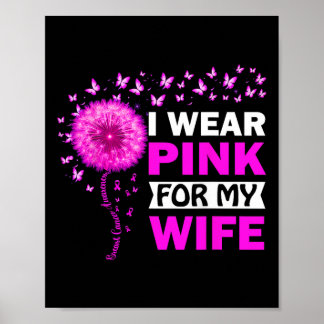 Poster Je Porte Le Rose Pour Ma Femme Sensibilisation Au