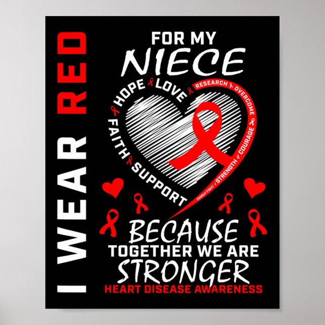 Poster Je Porte Le Rouge Pour Ma Nièce Maladie Cardiaque  (Devant)