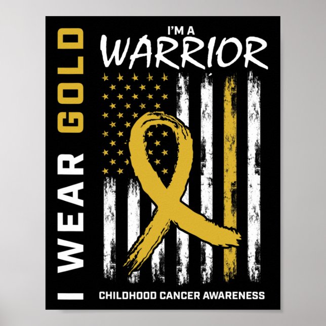 Poster Je porte l'or guerrier enfant cancer de sensibilis (Devant)