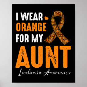 Poster Je Porte Orange Pour Ma Tante Leucémie Cancer Corr