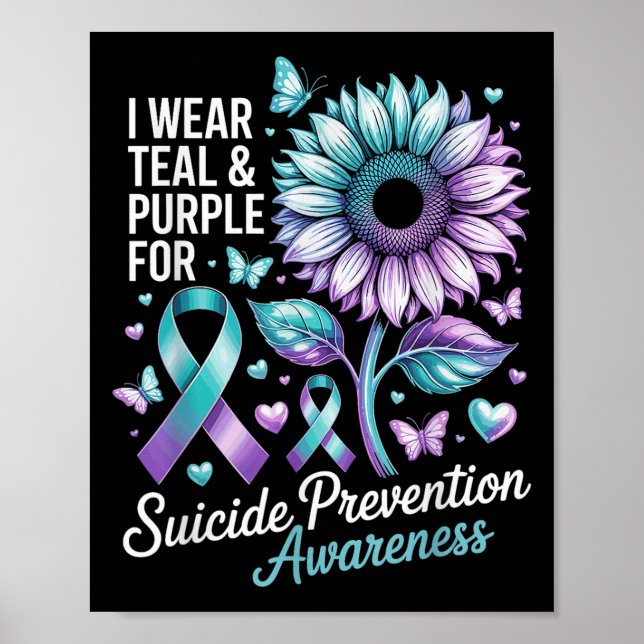 Poster Je Porte Turquoise &amp; Purple Pour La Prévention (Devant)