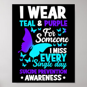 Poster Je Porte Turquoise & ; Purple Pour Quelqu'Un Qu