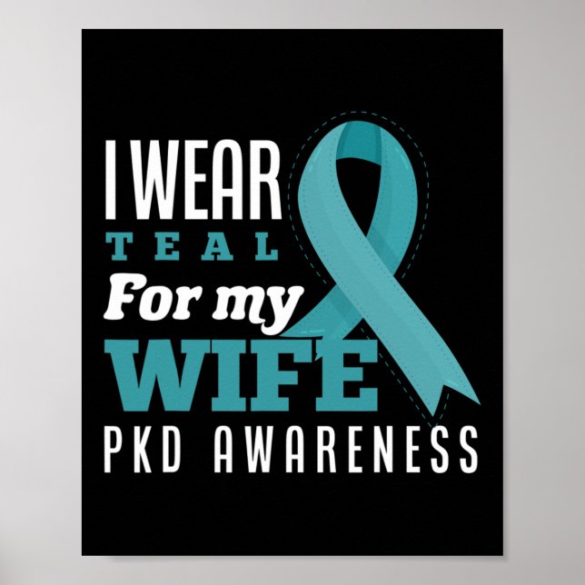 Poster Je Porte Une Maladie Du Rein Polykystique Turquois (Devant)