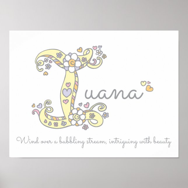 Poster Je pour Iuana nom d'art gribouillé initial signifi (Devant)