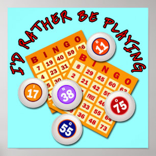 Poster Je préfère jouer au Bingo