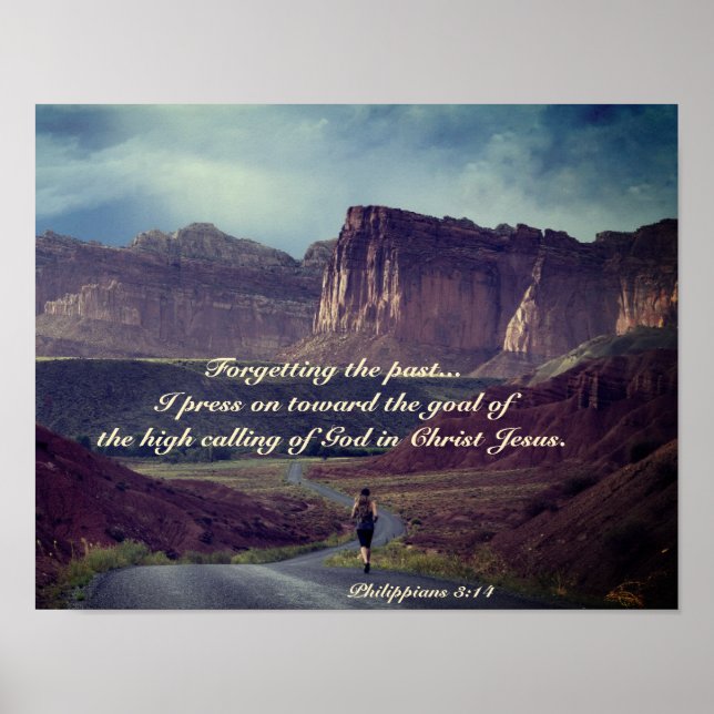 Poster Je presse vers le but Philippiens 3:14 Bible (Devant)