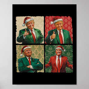 Poster Je serai à la maison pour Noël Drôle Trump Xmas Sa