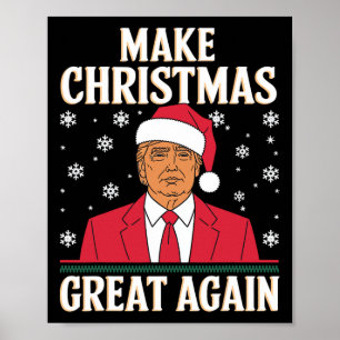 Poster Je serai à la maison pour Noël Père Noël Trump Xma