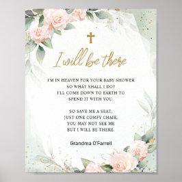 Poster Je Serai Là Baby shower Fleurs Cross Memorial