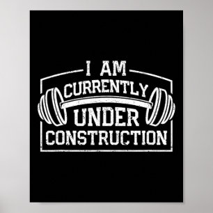 Poster Je Suis Actuellement En Construction Funny Gym Wor