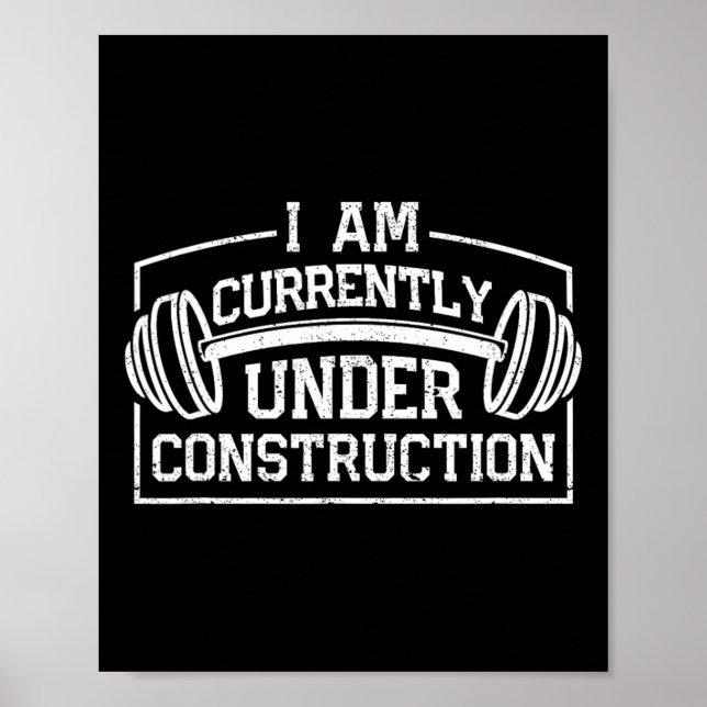 Poster Je Suis Actuellement En Construction Funny Gym Wor (Devant)
