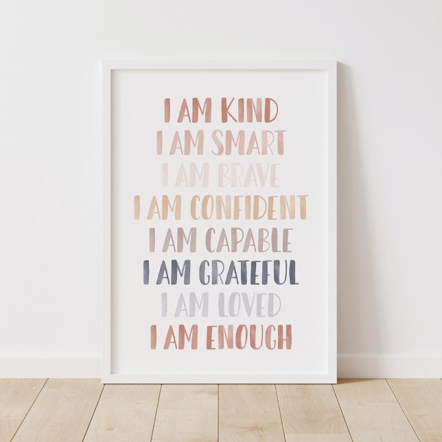 Poster Je suis affirmations neutres pour les enfants (Créateur téléchargé)