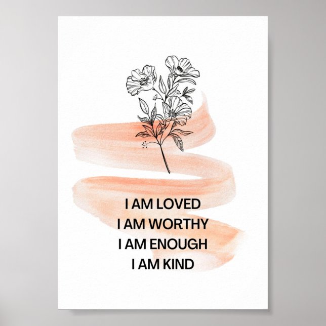 Poster Je suis aimé amour-propre affirmation positive (Devant)