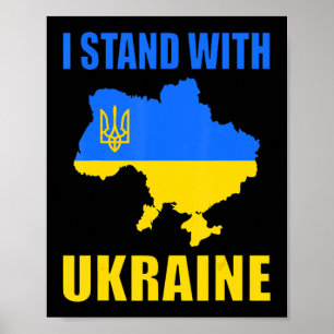 Poster Je Suis Avec La Carte De L'Ukraine Et Le Drapeau U