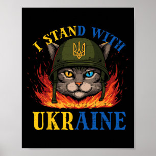 Poster Je suis avec l'Ukraine Chat Soldat Femmes Ukrainie