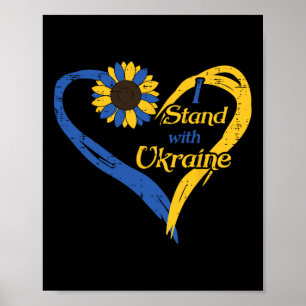 Poster Je suis avec l'Ukraine Cœur Tournesol Femme ukrain