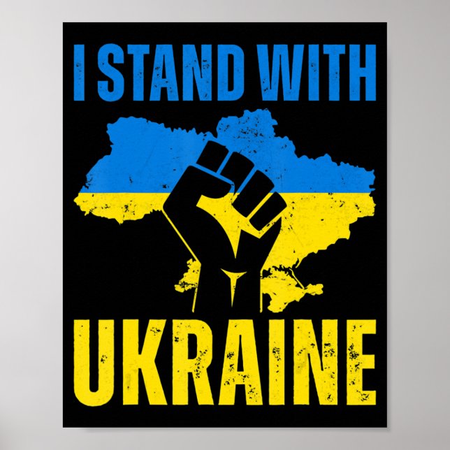 Poster Je Suis Avec L'Ukraine Le Drapeau Ukrainien Monte  (Devant)