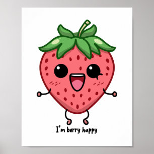 Poster Je suis Berry Happy mignon saut de fraise kawaii