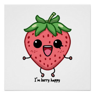 Poster Je suis Berry Happy mignon saut de fraise kawaii