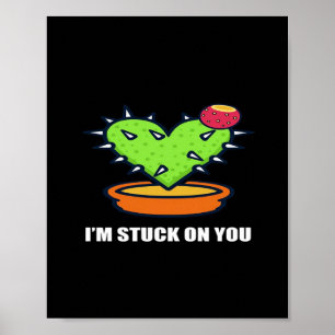 Poster Je suis coincé sur toi Cactus Dessin de plante mig