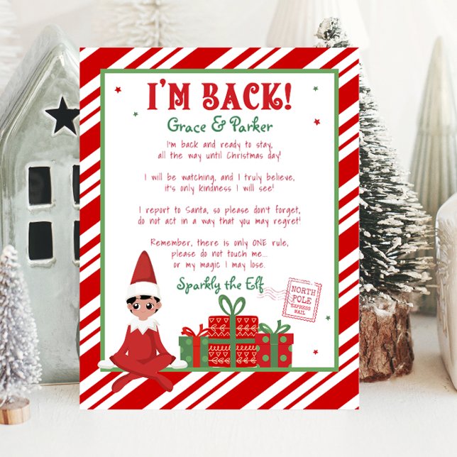 Poster Je Suis De Retour Bienvenue au Retour Lettre de No (christmas elf, welcome back christmas elf. im back christmas elf, letter from your christmas elf)