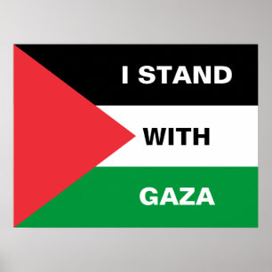Poster Je suis debout avec Gaza texte personnalisé drapea