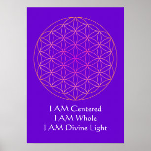 Poster JE SUIS fleur d'affiche de méditation de la vie