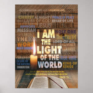 Poster Je suis la Lumière du Monde - Jean 8:12
