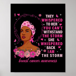 Poster Je Suis La Tempête Femme Noire Cancer Du Sein Rose