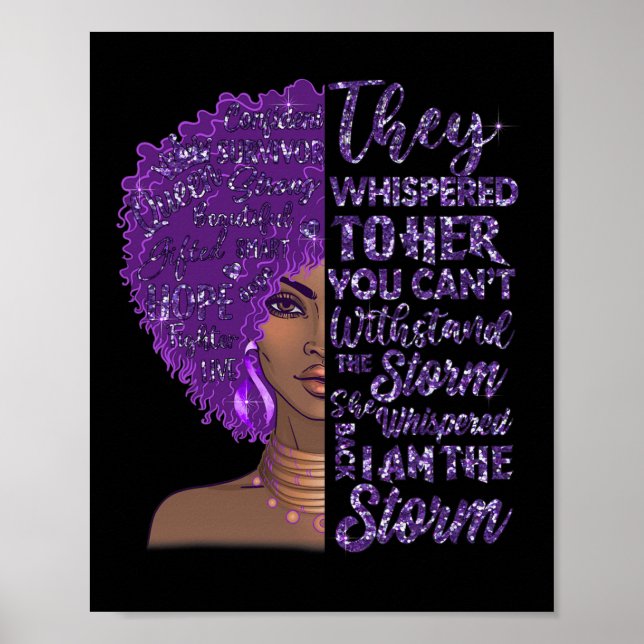 Poster Je suis la tempête forte femme noire violette over (Devant)