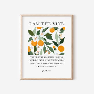 Poster Je suis la vigne Jean 15:5 Art de la Bible chrétie