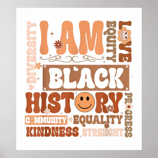 Poster Je suis noir histoire mots de motivation (Devant)