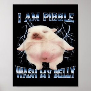 Poster Je suis Pibble Lave Mon Ventre Drôle Chien Nettoie