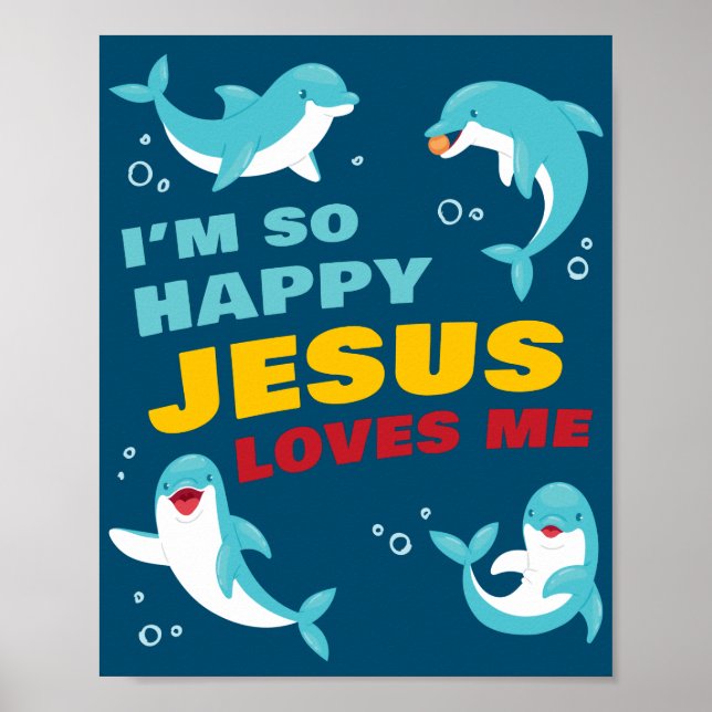 Poster Je suis si heureux que Jésus m'aime Enfants Dolphi (Devant)