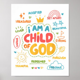 Poster Je suis un enfant de Dieu Christian Retro Jésus Fo
