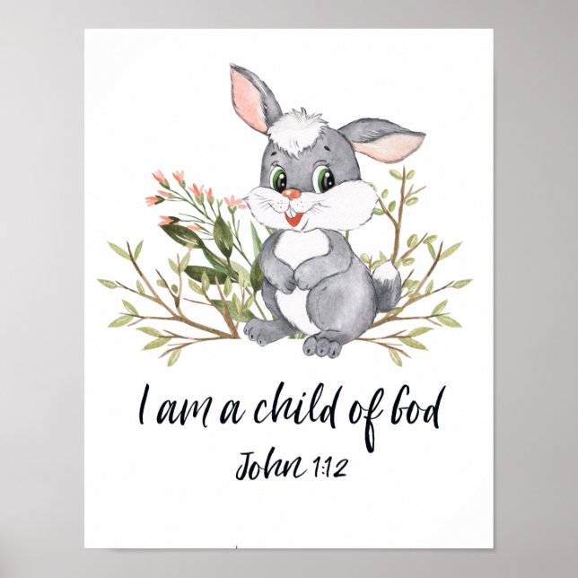 Poster Je Suis Un Enfant De Dieu, Enfants Bible Verse, Éc (Devant)