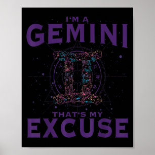 Poster Je Suis Un Gemini Zodiac Sign Graphisme Art Twins 