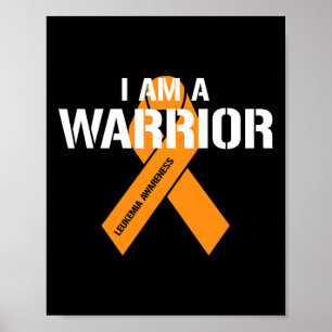 Poster Je Suis Un Guerrier Orange Ribbon Leucémie Sensibi
