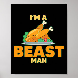Poster Je suis un homme à poitrine dinde drôle de Thanksg