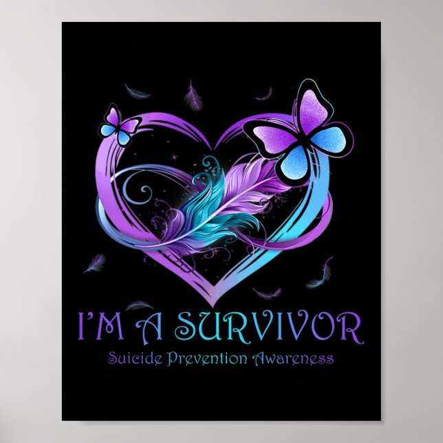 Poster Je suis Un Survivant Beurre Coeur Prévention du Su (Devant)