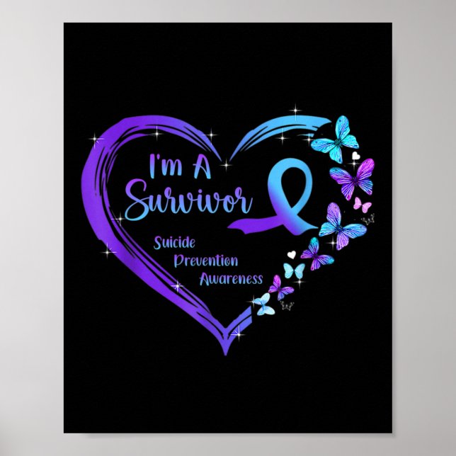 Poster Je suis Un Survivant Beurre Coeur Prévention du Su (Devant)
