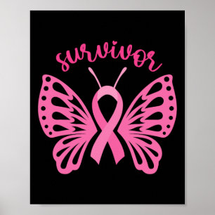 Poster Je suis Un Survivant Dragonfly Cancer du sein Sens