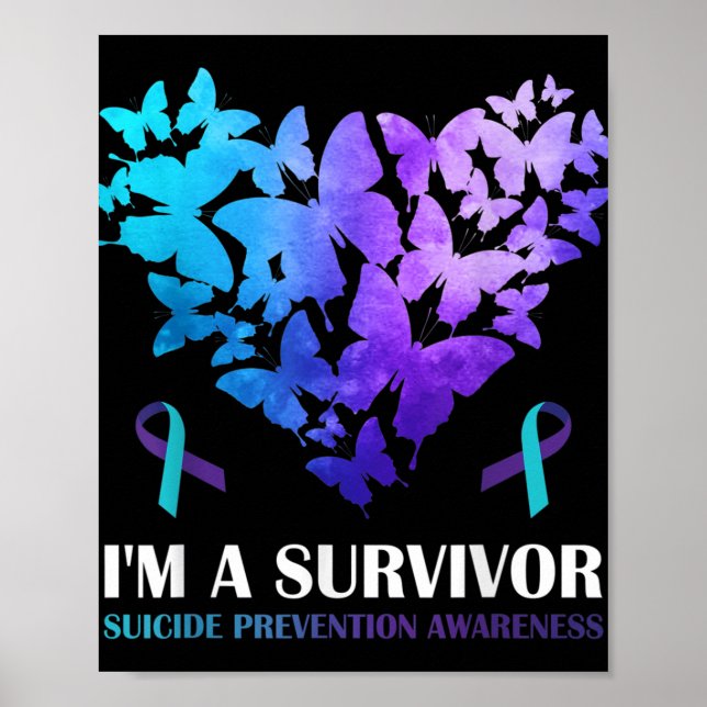 Poster Je Suis Un Survivant Suicide Prévention Butterf (Devant)