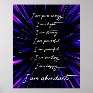 Poster Je Suis Une Abondante Affirmations Positives